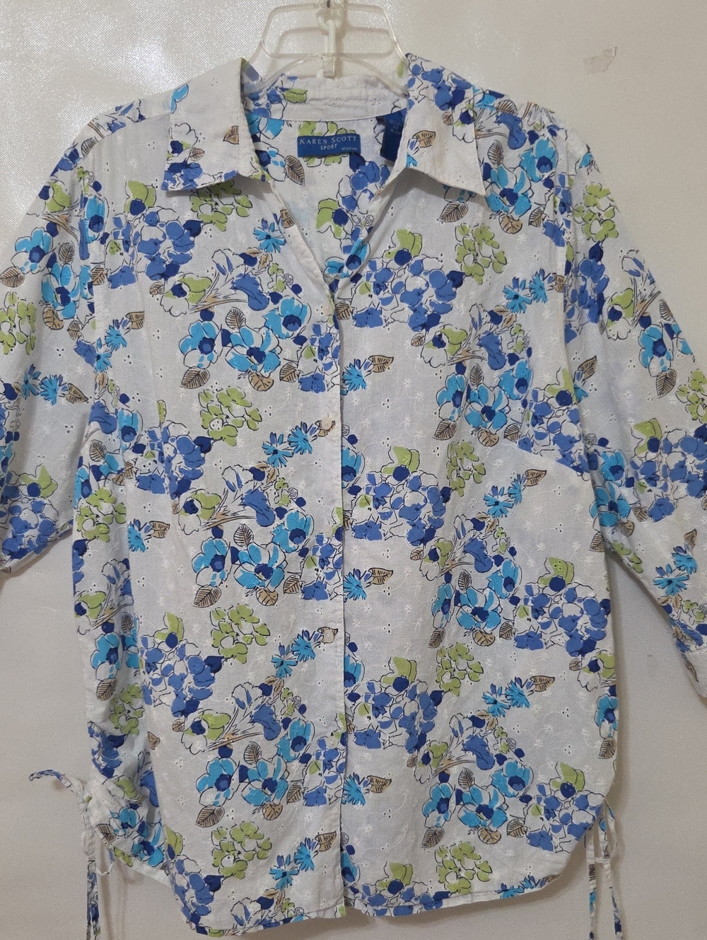 Karen Scott Sport Women's Floral Print Button-Down Shirt - Size 2X